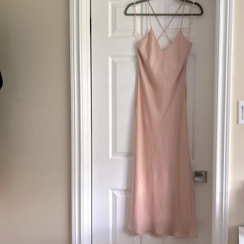 Cotton Candy LA strappy, low x-back, satin maxi dress nude/blush